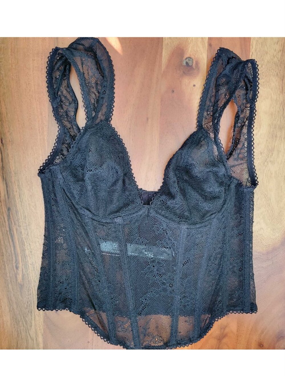 Out From Under UO Black Lace Boned Bodice Corset Whimsigoth Dark Romantic  Sz M